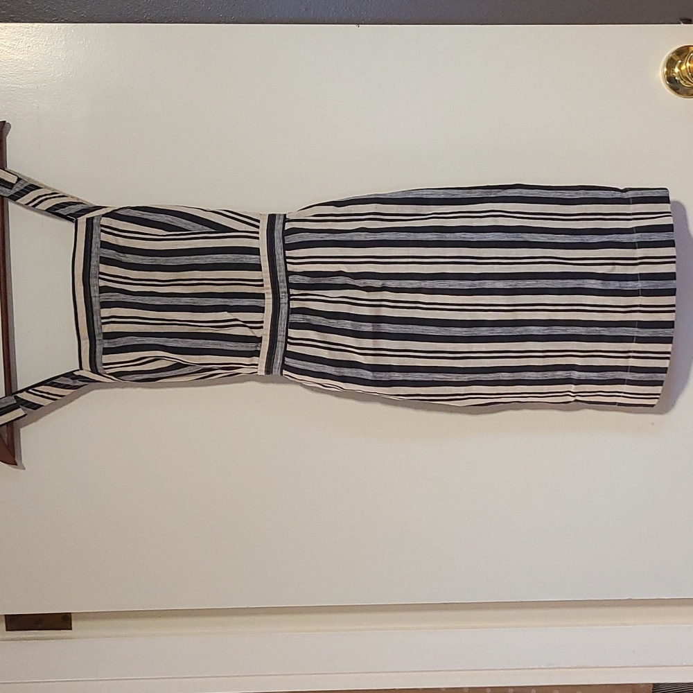 Madewell Navy Striped Apron dress
